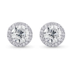 Round Brilliant GIA Diamond Halo Earrings