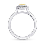 Fancy Intense Yellow Cushion Diamond Halo Ring with Milgrain