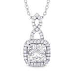 1.50ct GIA Cushion Diamond Halo & Drop Pendant