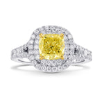 Fancy Intense Yellow Cushion Diamond Ring