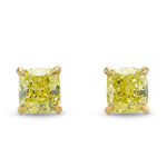 Fancy Yellow Cushion Diamond Stud Earrings