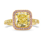 Fancy Light Yellow Radiant & Pink Diamond Halo Ring