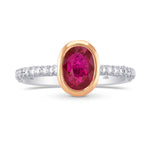 Unheated Ruby & Pink Diamond Side Stone Engagement Ring