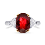 Mozambique No Heat Ruby Wedding Bands Three Stone Ring GRS