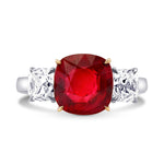 Mozambique No Heat Pigeon Blood Ruby Three-stone Ring GRS