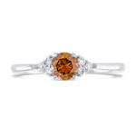 Round Orange Diamond Engagement Ring