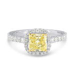 Fancy Yellow Cushion Diamond Halo Ring