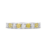 Fancy Intense Yellow Radiant & White Diamond Band Ring