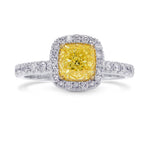 Queens Halo Fancy Intense Yellow Diamond Ring