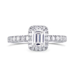Emerald-cut Diamond Halo Engagement Ring