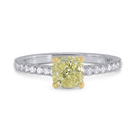 Fancy Light Yellow Cushion Diamond Ring