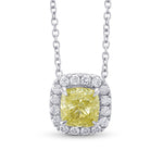 Fancy Yellow Cushion Halo Diamond Pendant