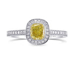 Fancy Yellow Cushion Diamond Halo Ring