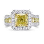 Fancy Light Yellow Cushion Diamond Halo Ring