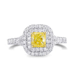 Fancy Yellow Radiant Diamond Double Halo Ring