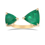 Colombian Emerald Trilliant Two-Stone Cuff Ring