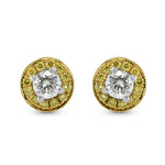 Round White and Fancy Vivid Yellow Diamond Earrings