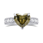 Fancy Dark Gray Greenish Yellow Heart Diamond Ring
