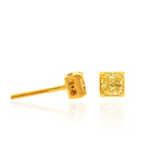 Fancy Yellow Radiant Diamond Stud Earrings set in 18K Gold