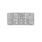 Colorless Four Row Princess Diamond Band Ring