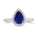 Pear Sapphire & Diamond Halo Ring