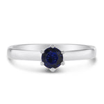 Classic Blue Sapphire Brilliant Solitaire Ring