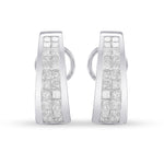 Princess White Diamond Hoop Earrings.