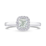 Light Green Radiant Diamond Halo Ring