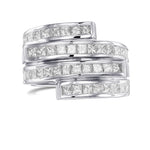 Princess White Diamond Spiral Ring