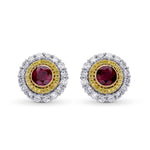 Ruby & Fancy Intense Yellow Diamond Halo Earrings