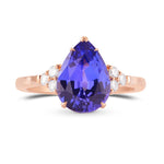 Tanzanite Pear Side Stone Ring