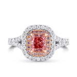 Fancy Deep Pink Radiant Diamond Double Halo Ring