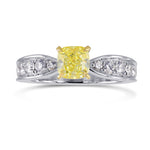 Fancy Yellow Cushion Side Stone Ring