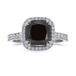 Fancy Black Cushion Diamond Halo Ring