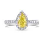 Pear Shape Fancy Yellow and Diamond Halo Ring
