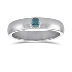 Fancy Deep Green Blue Cushion Diamond Platinum Band