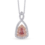 Fancy Intense Pink Kite Shape Diamond, Cross-over Double Halo Pendant