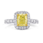 Fancy Light Yellow Cushion Diamond Halo Ring