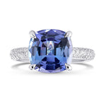Cushion Violet Tanzanite Ring with Full Pave Diamond Rounded Shank