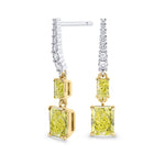 Fancy Yellow Radiant Diamond Drop Earrings