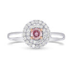 Fancy Intense Purplish Pink Round Diamond Double Halo Ring