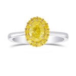Fancy Intense Yellow Oval Halo Diamond Ring