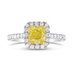 Fancy Yellow Cushion, Halo Diamond Ring