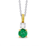 Green Emerald, Yellow and White Diamond Pendant