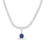 Extraordinary Round Diamond Necklace & Detachable Sapphire Halo Pendant