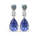 Pear Sapphire, Aquamarine & Diamond Drop Earrings