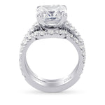 Platinum White diamond Cushion Wedding Set Ring