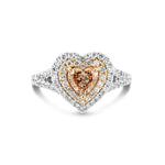 Light Brown-Pink Double Halo Ring GIA