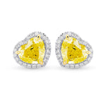 Fancy Intense Yellow Heart Shape Diamond Halo Earrings