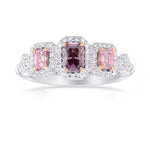 Pink Diamond Three Stone Extraordinary Halo Ring